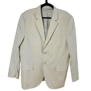 Calvin Klein Size L Men's Sport Coat Blazer Jacket Beige Cotton Career Formal